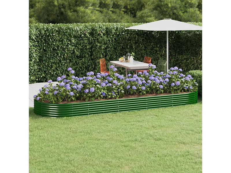 Jardinera arriate acero recubrimiento polvo verde 450x140x36 cm
