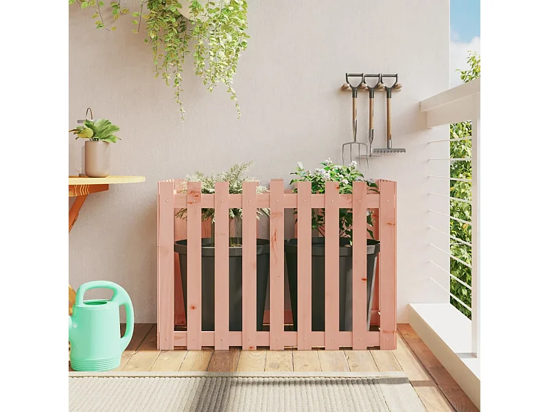 Canteiro elevado c/ design de cerca 100x50x70cm madeira douglas