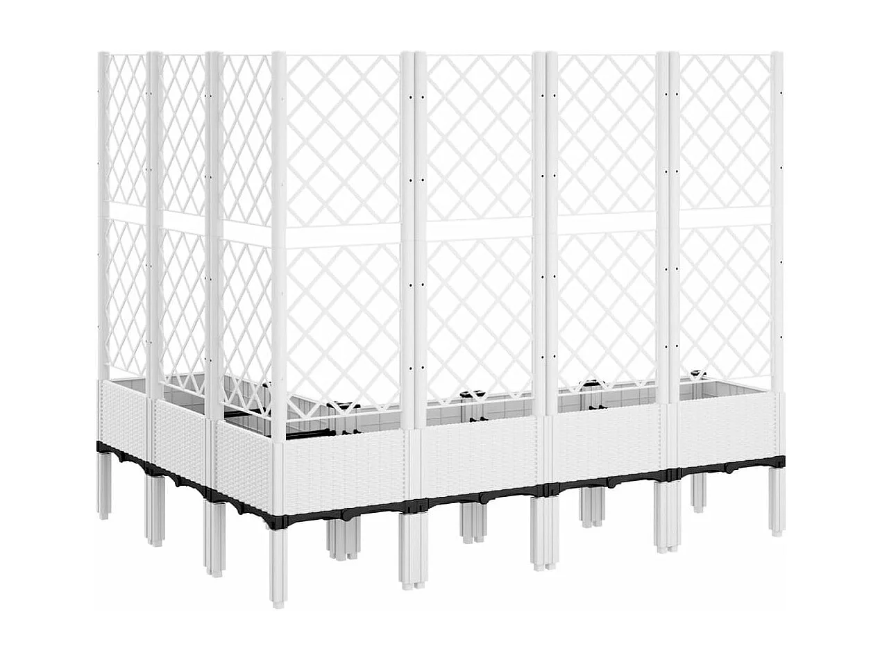 Jardinière avec treillis blanc 160x120x142 cm PP