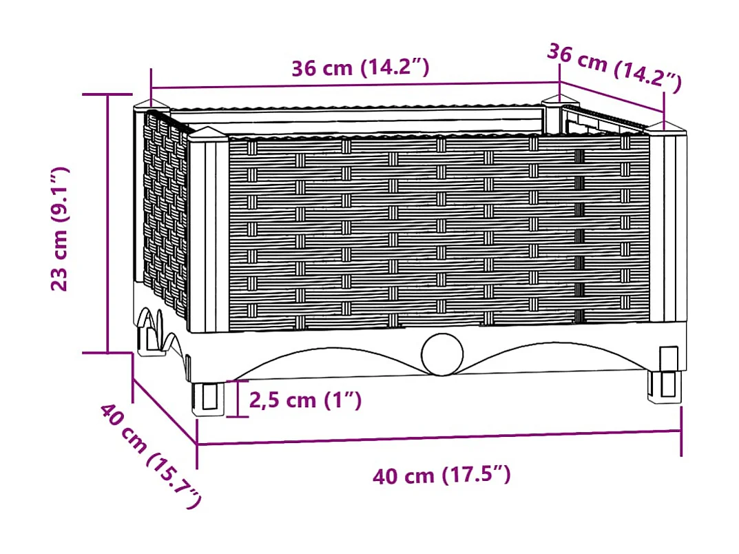 Lit surélevé 40x40x23 cm Polypropylène