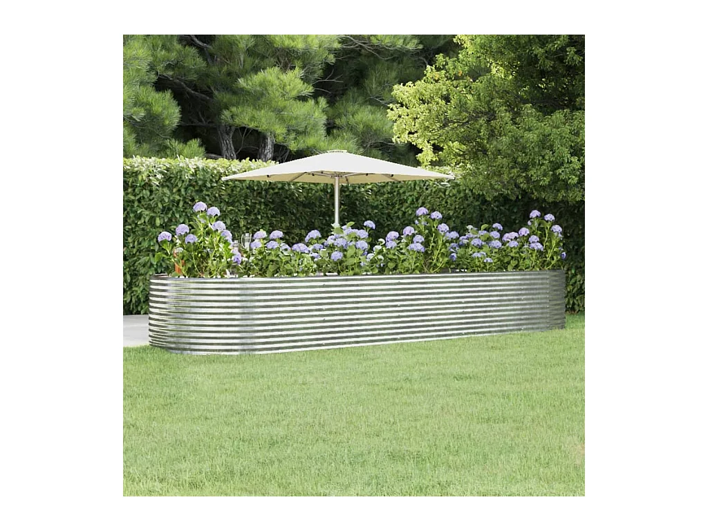 Canteiro elevado jardim 447x140x68 aço revestido a pó prateado