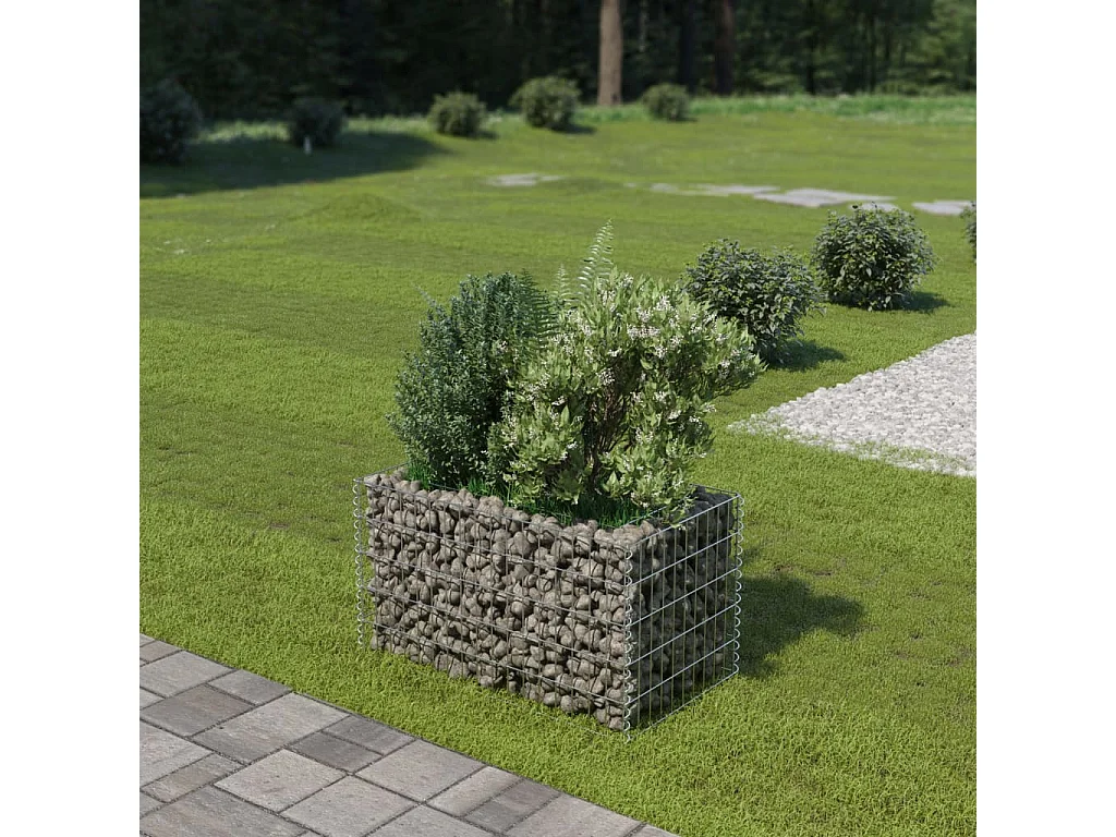 Lit surélevé à gabion Acier galvanisé 90x50x50 cm