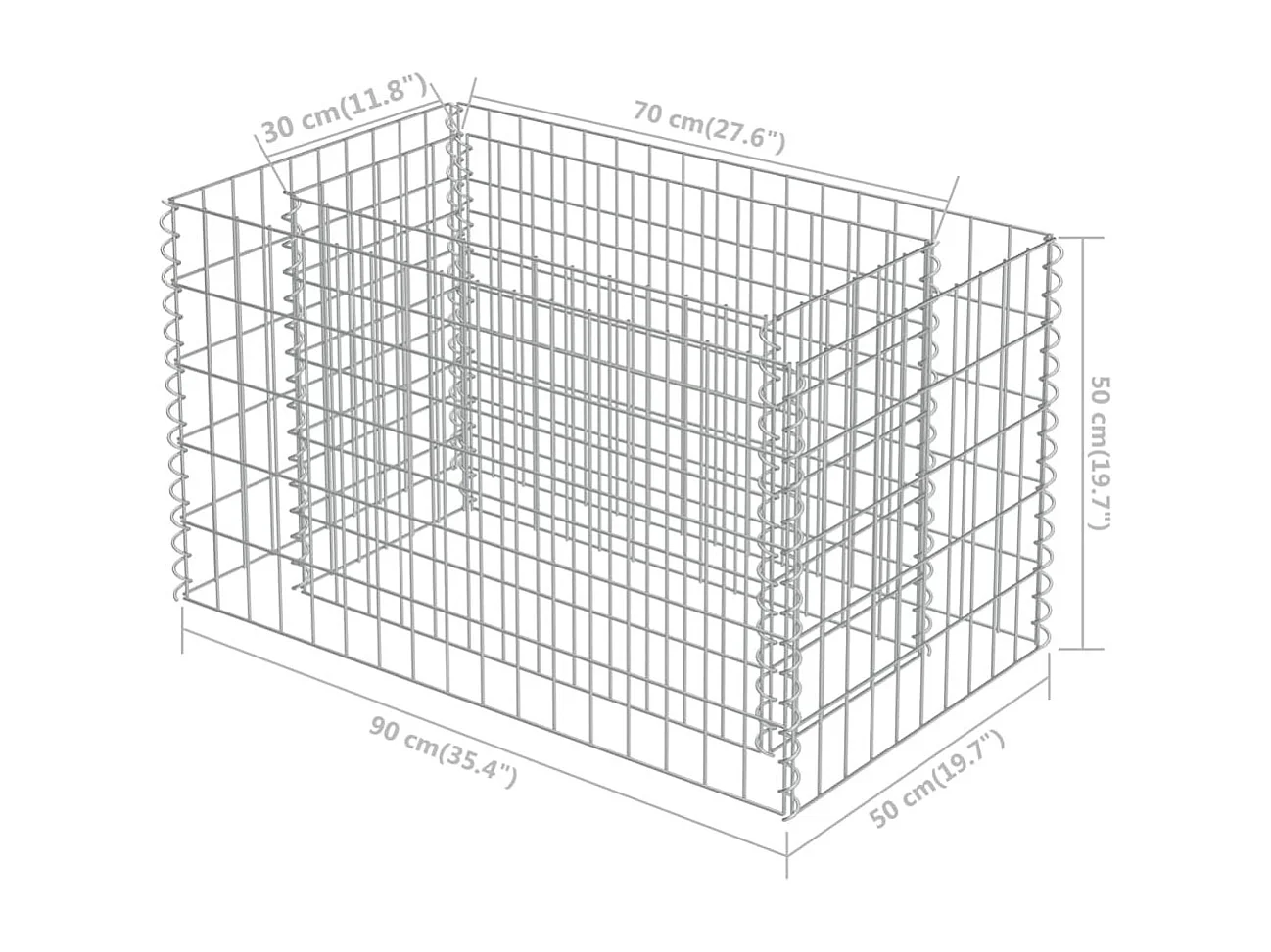 Lit surélevé à gabion Acier galvanisé 90x50x50 cm