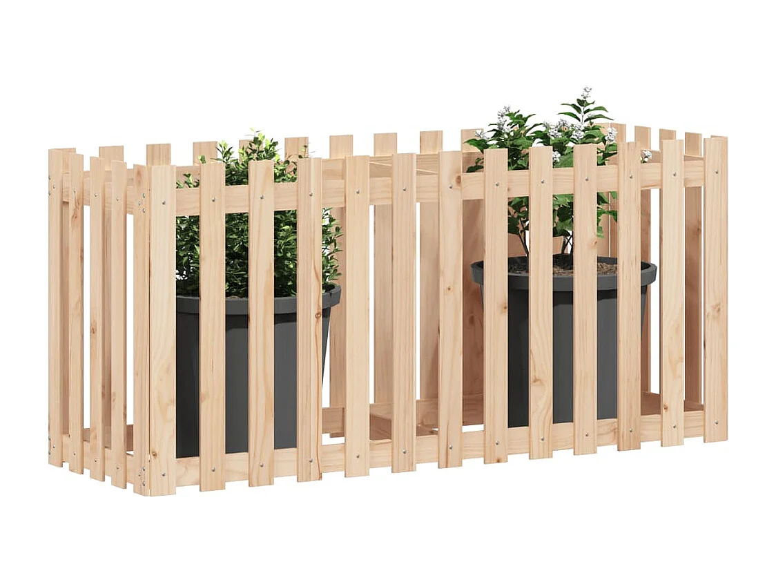 Arriate elevado jardín con valla madera maciza pino 150x50x70cm