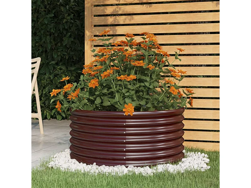 Jardinera de acero con recubrimiento polvo marrón 80x80x36 cm