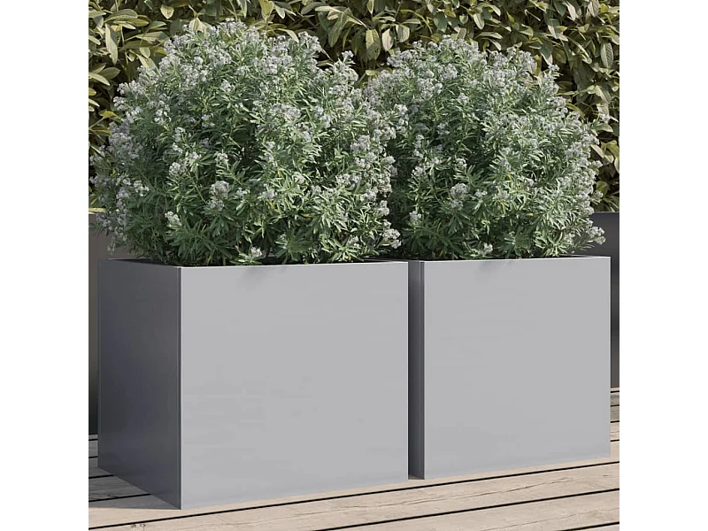 Jardineras 2 unidades acero corten plateado 32x30x29 cm