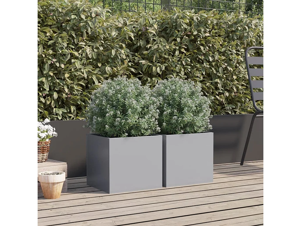 Jardinières 2 pièces argenté 32x30x29 cm acier galvanisé