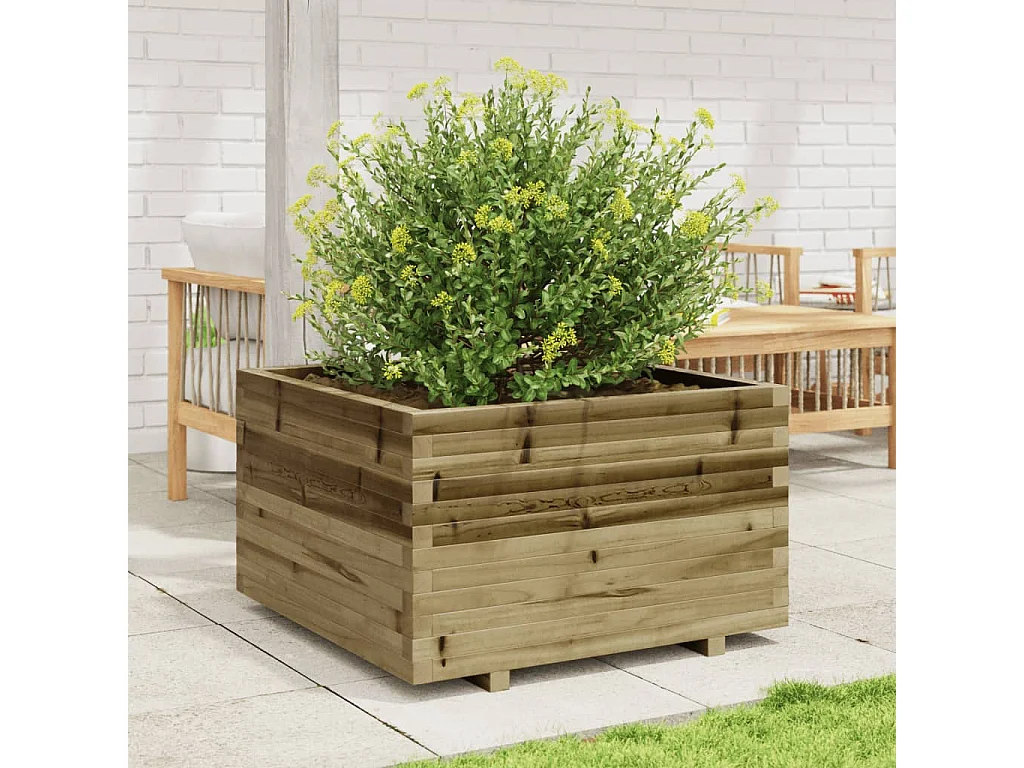 Vaso/floreira de jardim 80x80x49,5 cm madeira pinho impregnada