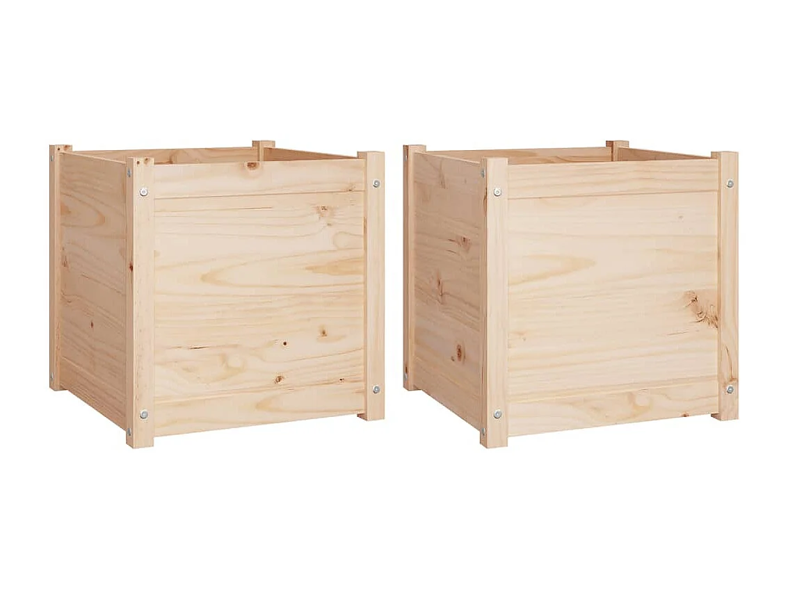 Jardineras 2 unidades madera maciza de pino 50x50x50 cm