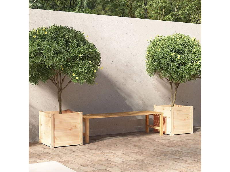 Jardineras 2 unidades madera maciza de pino 50x50x50 cm