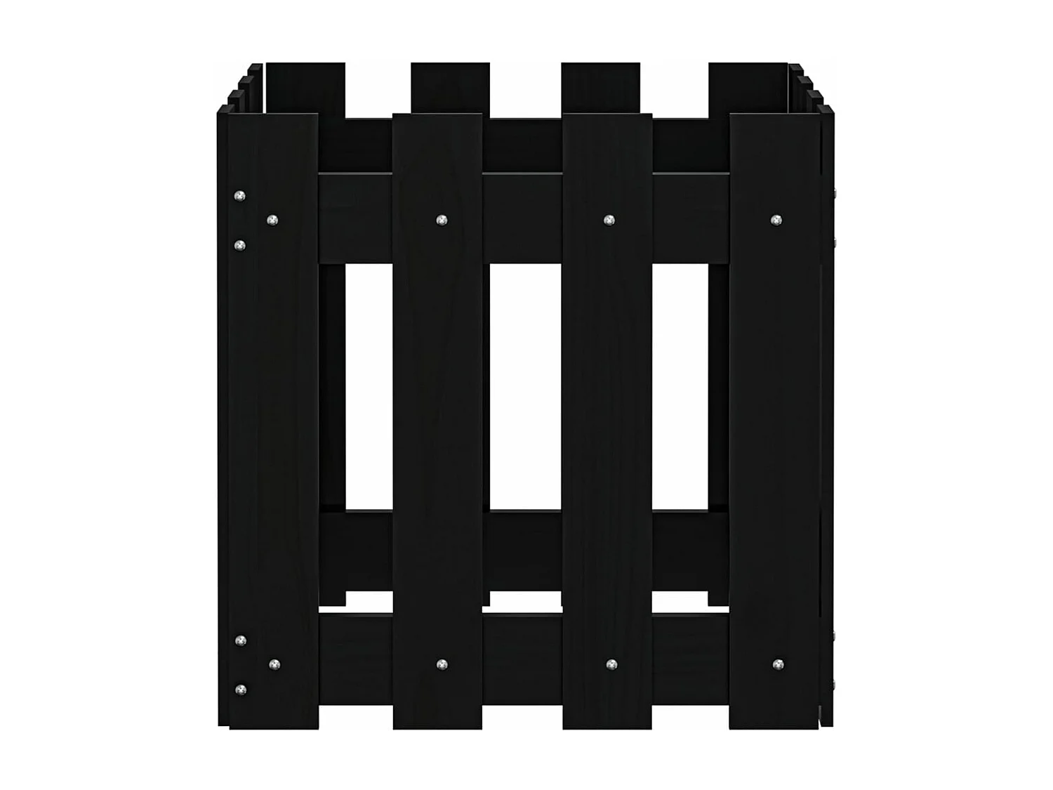 Jardinière avec design de clôture noir 40x40x40 cm pin massif