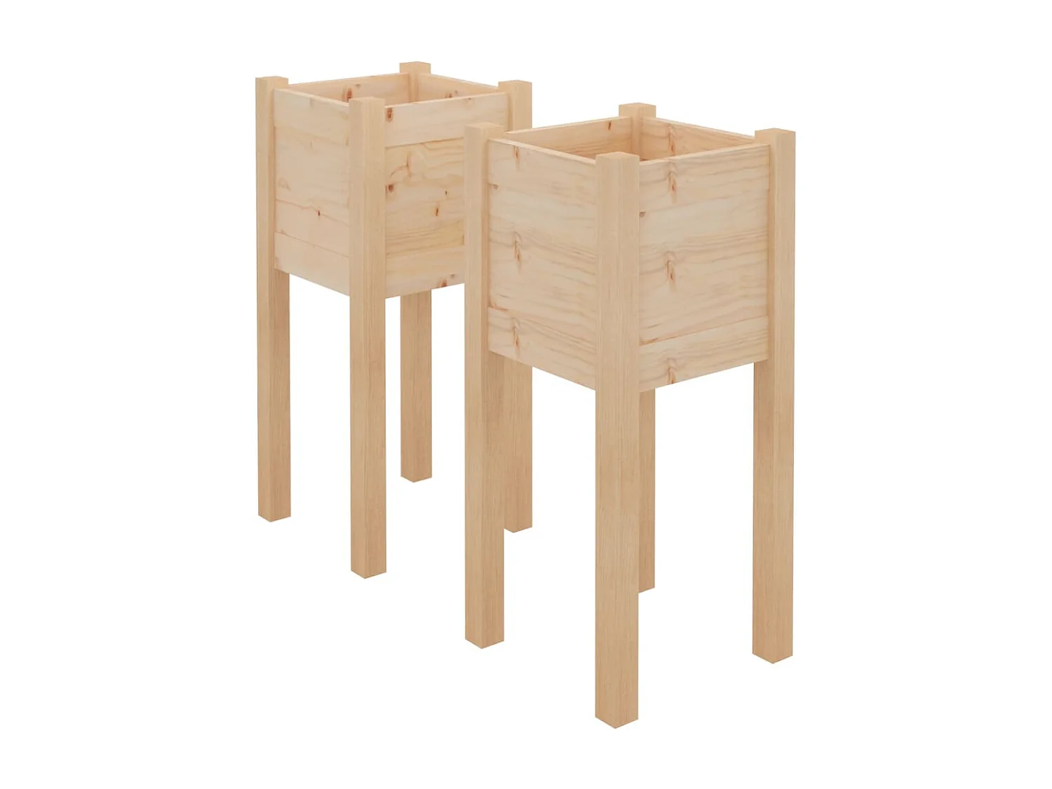 Jardineras 2 unidades madera maciza de pino 31x31x70 cm