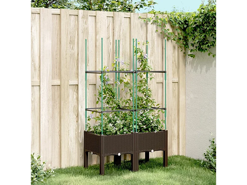 Jardinière avec treillis marron 80x40x142,5 cm PP
