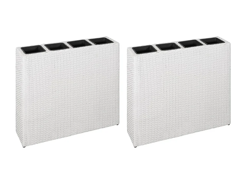 Arriate con 4 maceteros 2 unidades de ratán sintético blanco