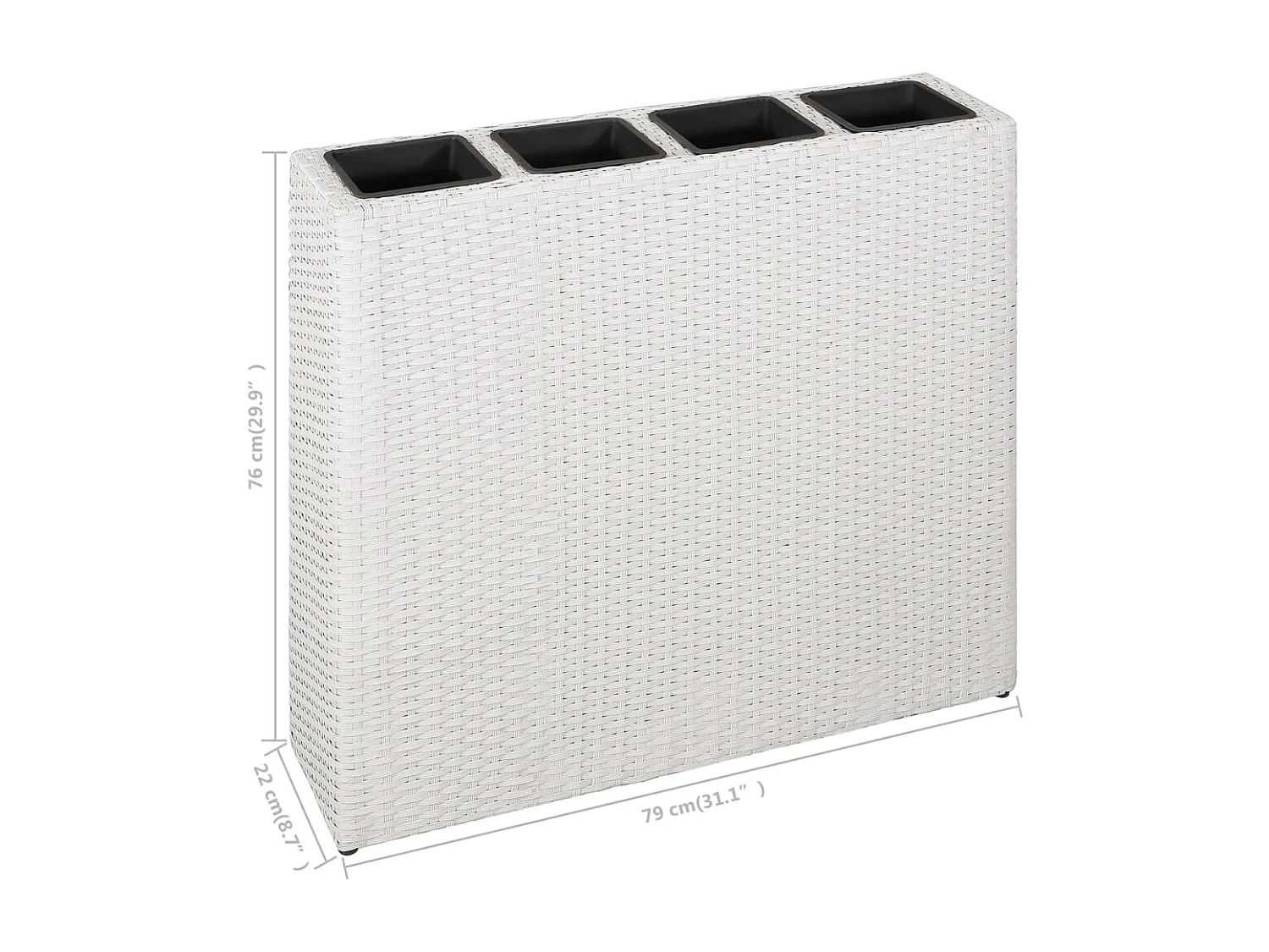 Arriate con 4 maceteros 2 unidades de ratán sintético blanco