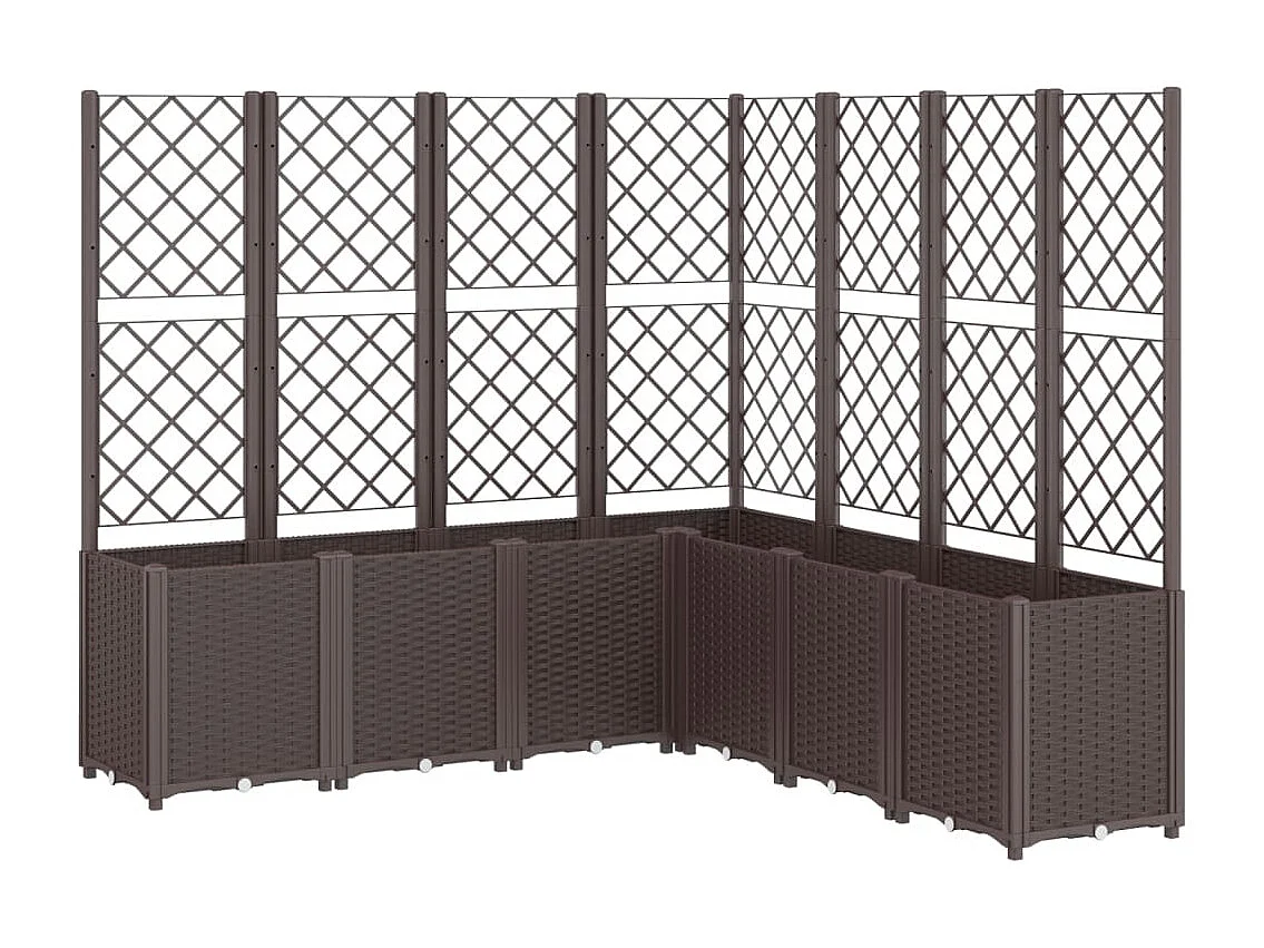 Jardinera con enrejado PP marrón 160x160x140 cm