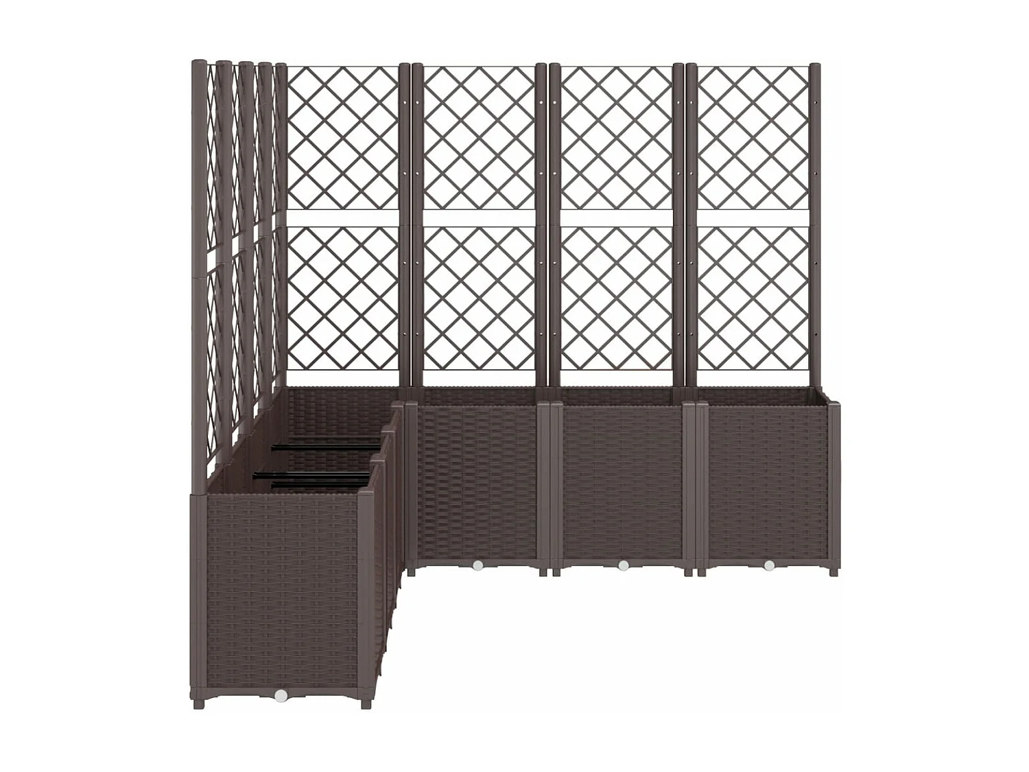 Jardinera con enrejado PP marrón 160x160x140 cm