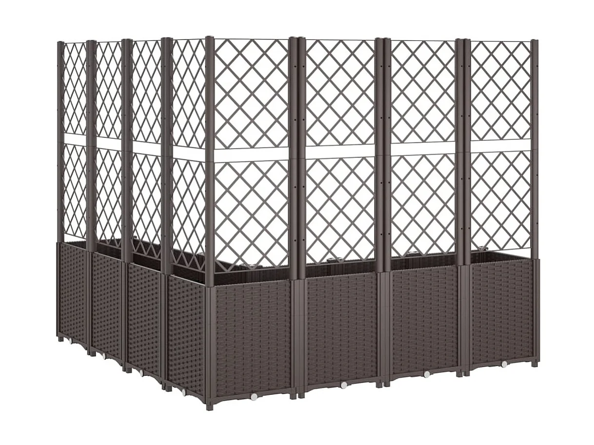 Jardinera con enrejado PP marrón 160x160x140 cm