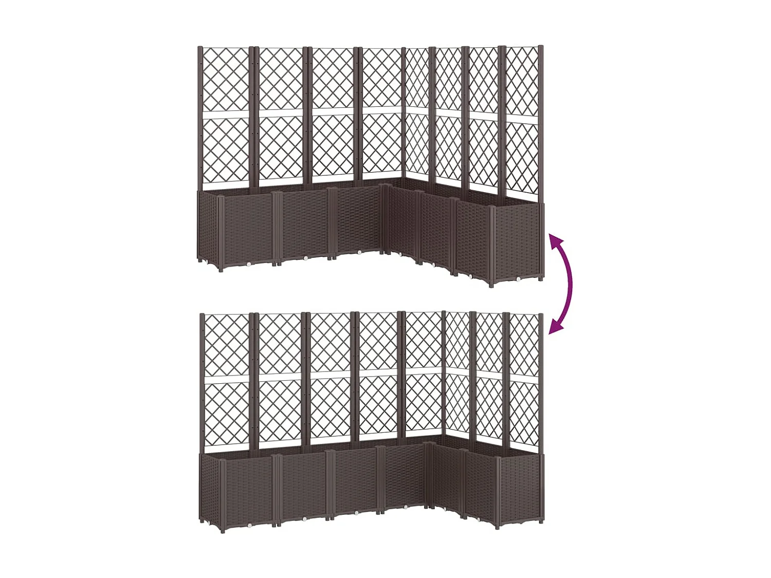 Jardinera con enrejado PP marrón 160x160x140 cm