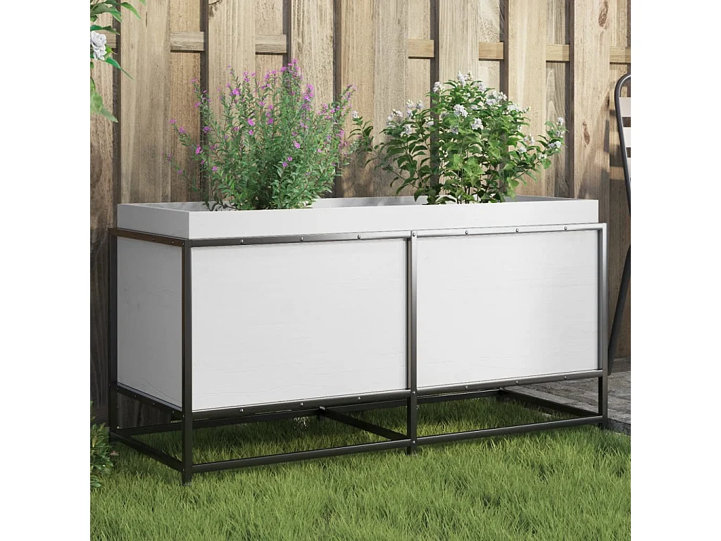 Vaso/floreira de jardim 100x40x50cm madeira pinho maciça branco