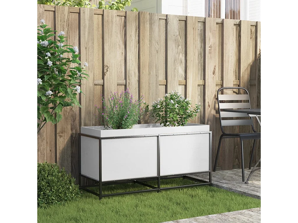 Vaso/floreira de jardim 100x40x50cm madeira pinho maciça branco