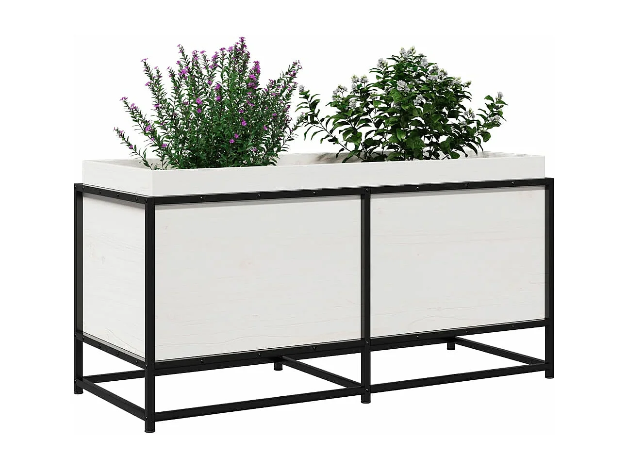 Vaso/floreira de jardim 100x40x50cm madeira pinho maciça branco