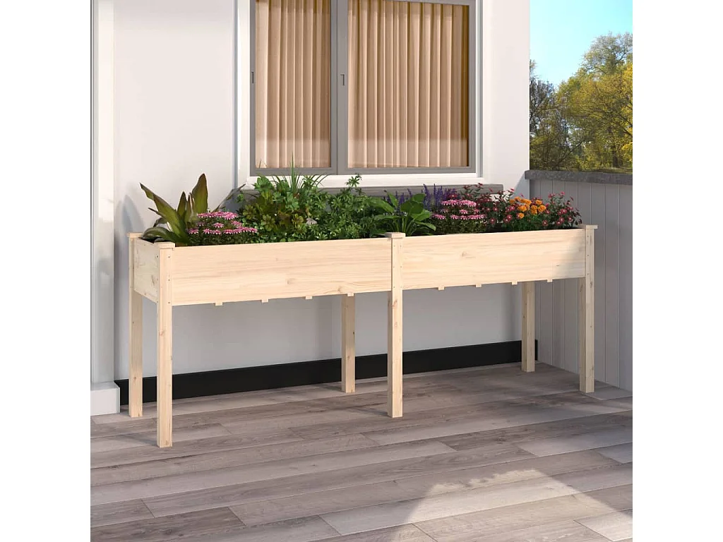 Jardinera con forro interior madera maciza abeto 203x53x76 cm