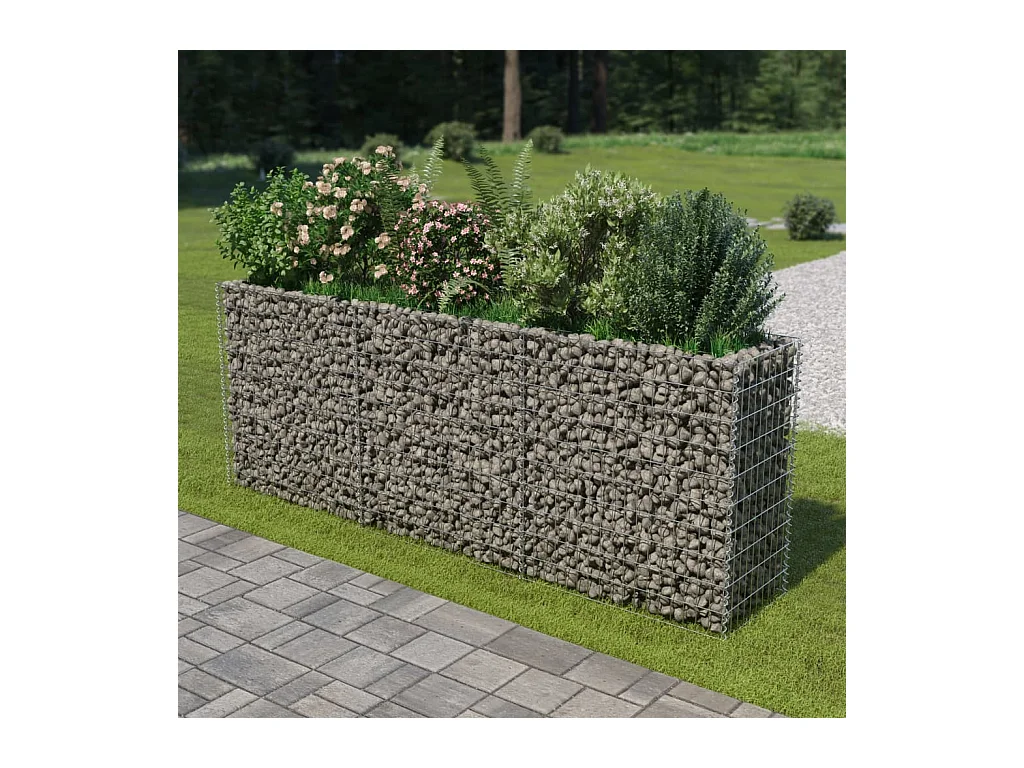 Lit surélevé à gabion Acier galvanisé 270x50x100 cm