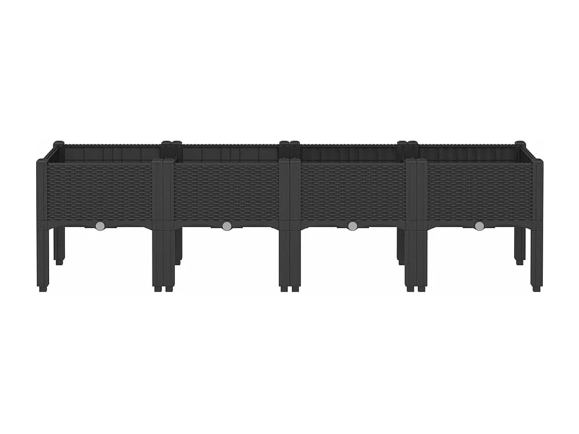 Jardinera con patas PP negro 160x40x42 cm