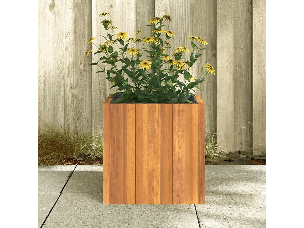 Jardinière 35x35x35 cm bois massif d'acacia