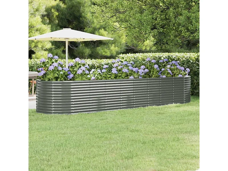 Lit surélevé de jardin Acier enduit de poudre 396x100x68cm gris