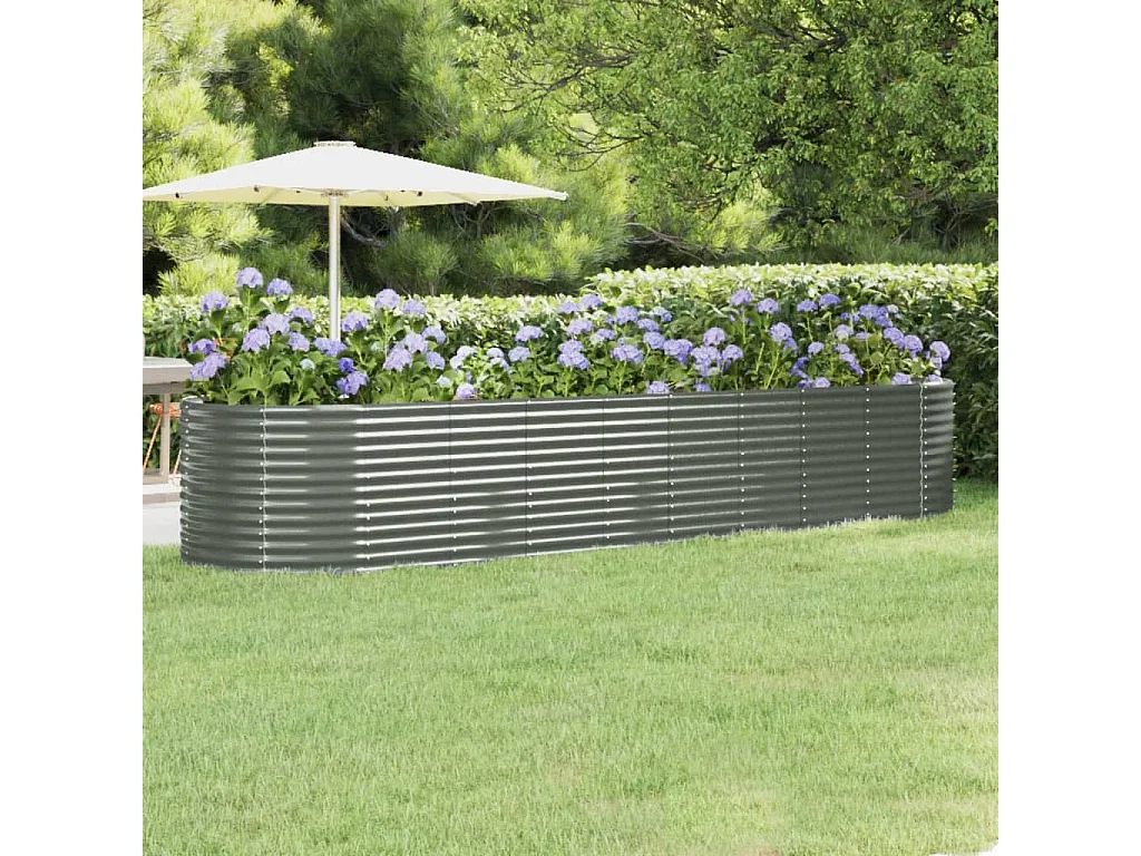 Lit surélevé de jardin Acier enduit de poudre 396x100x68cm gris