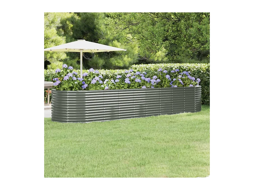 Lit surélevé de jardin Acier enduit de poudre 396x100x68cm gris