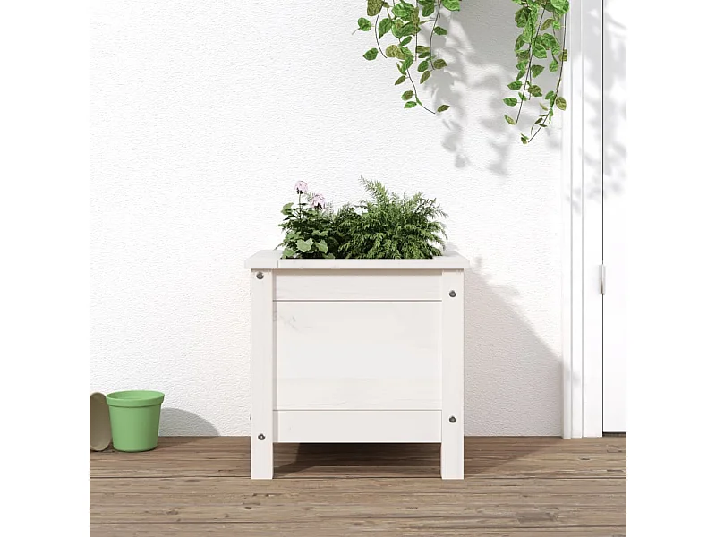 Jardinera madera maciza de pino blanco 40x40x39 cm