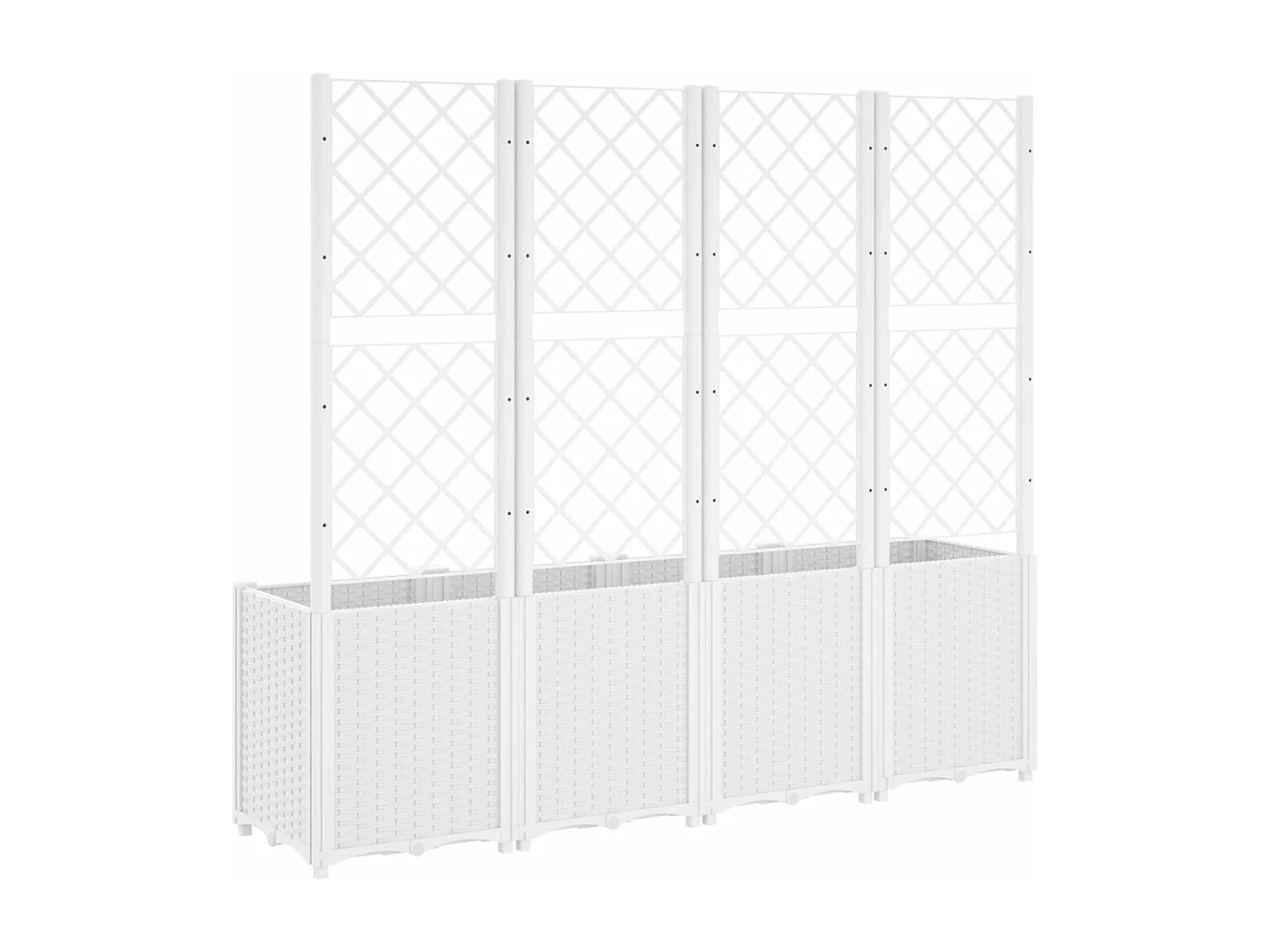 Jardinera con enrejado PP blanco 160x40x140 cm
