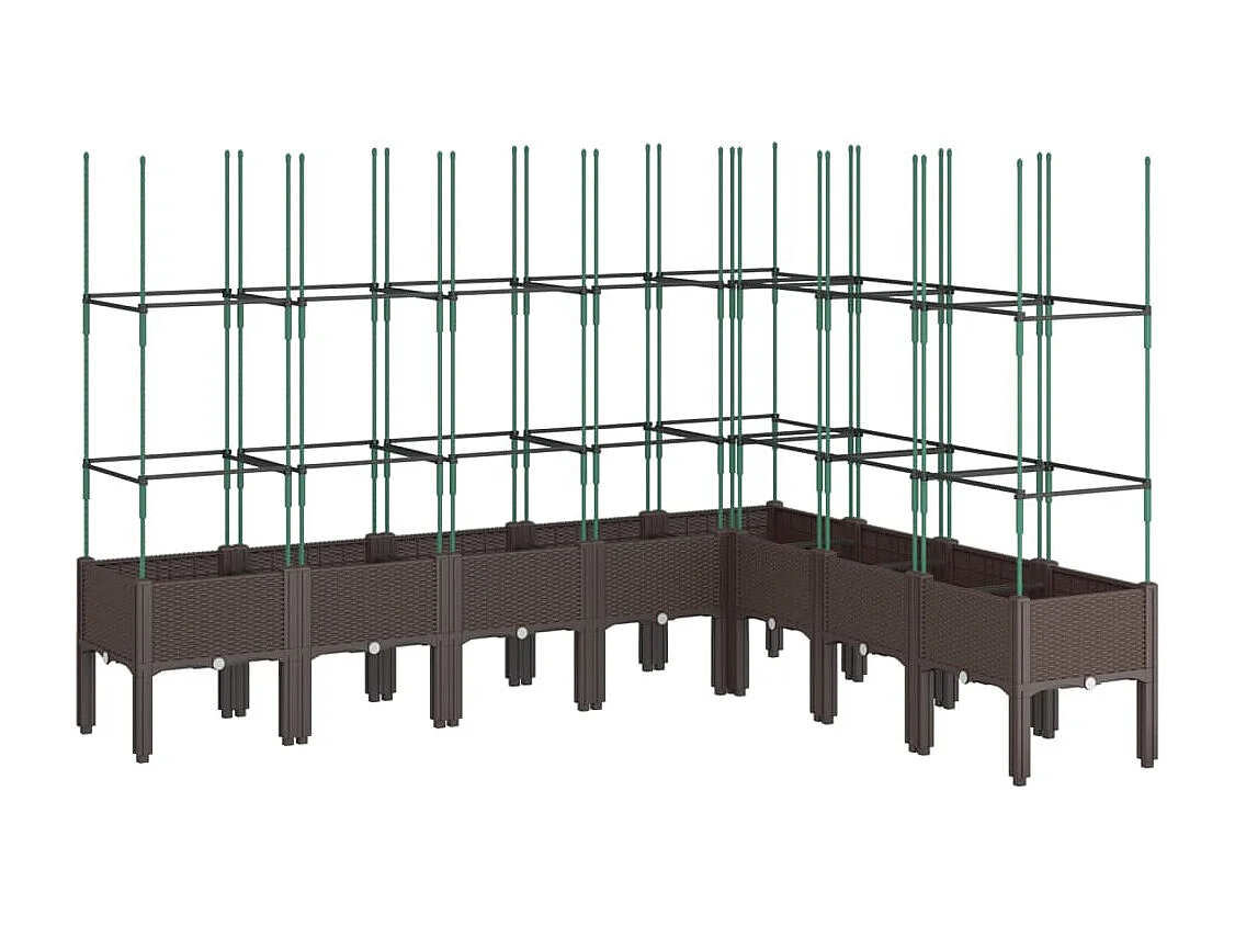 Jardinière avec treillis marron 200x160x142,5 cm PP