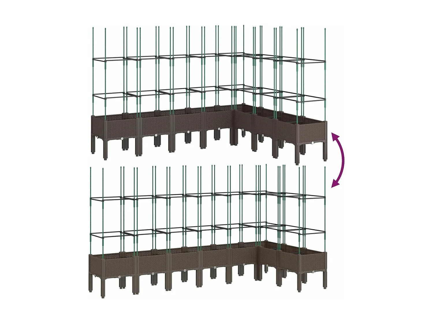 Jardinière avec treillis marron 200x160x142,5 cm PP