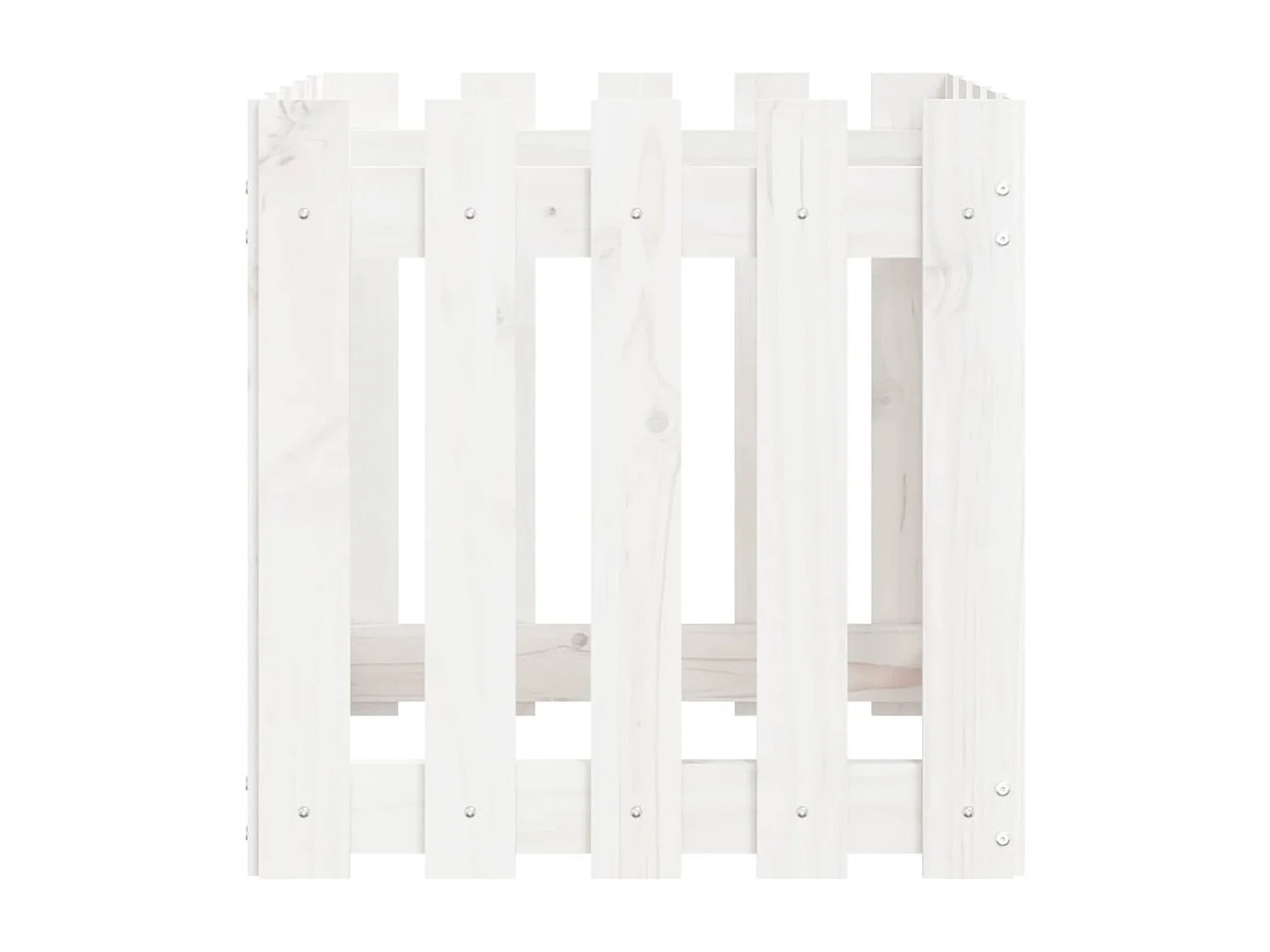 Jardinière avec design de clôture blanc 50x50x50 cm pin massif