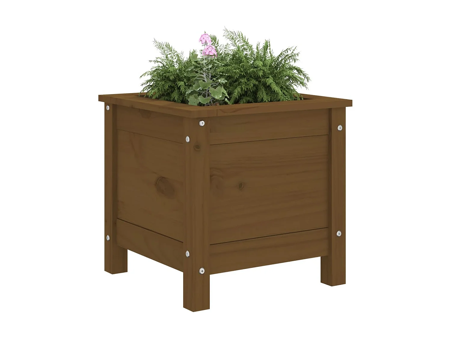 Vaso/floreira de jardim 40x40x39 cm pinho maciço castanho-mel