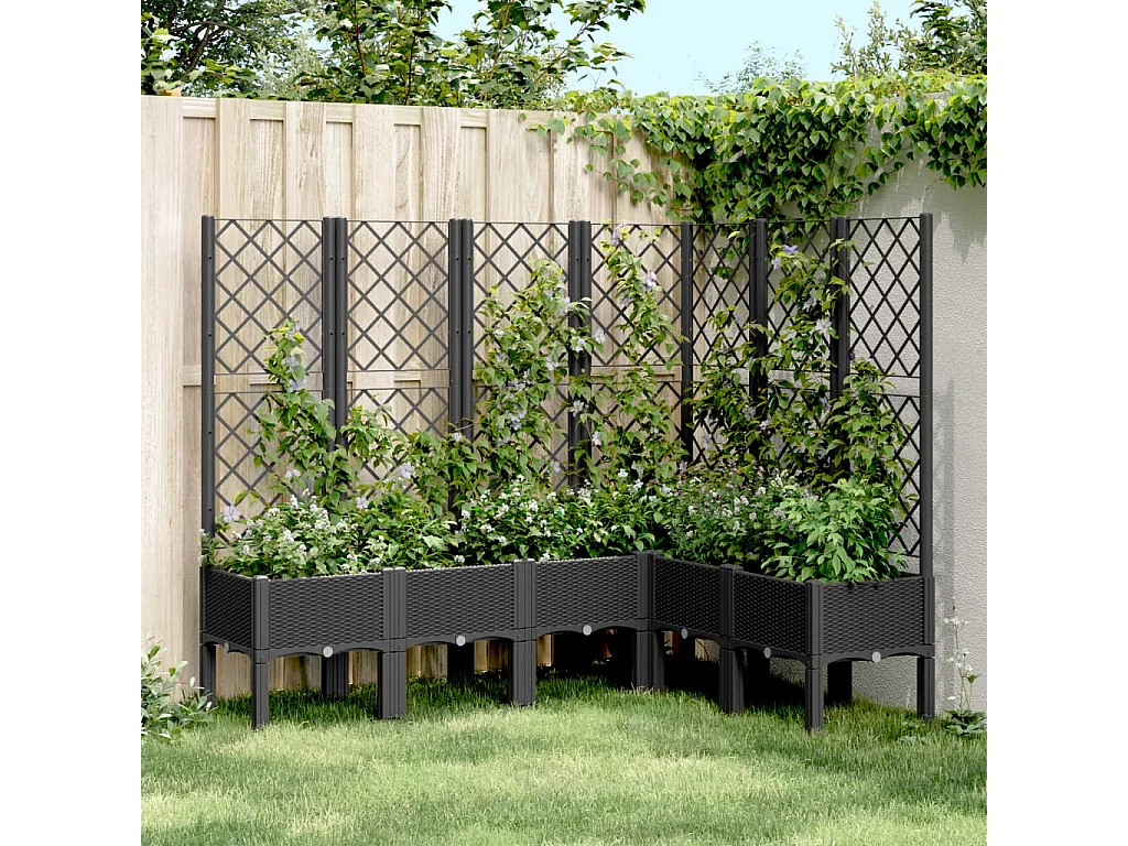 Jardinera con enrejado PP negro 160x120x142 cm