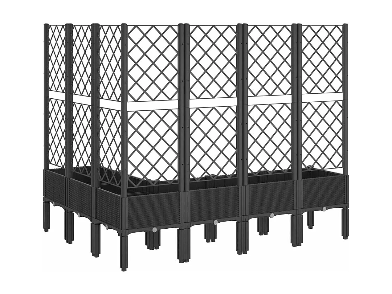 Jardinera con enrejado PP negro 160x120x142 cm