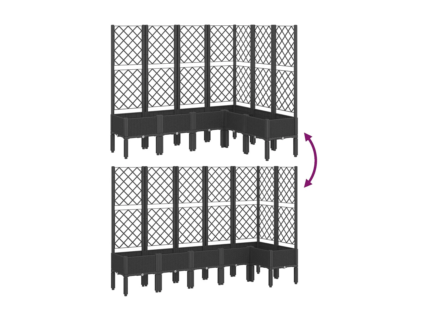 Jardinera con enrejado PP negro 160x120x142 cm