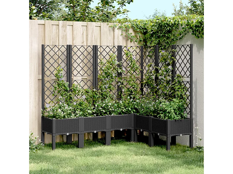 Jardinera con enrejado PP negro 160x120x142 cm