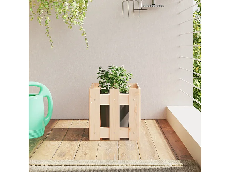 Jardinière avec design de clôture 30x30x30 cm pin massif