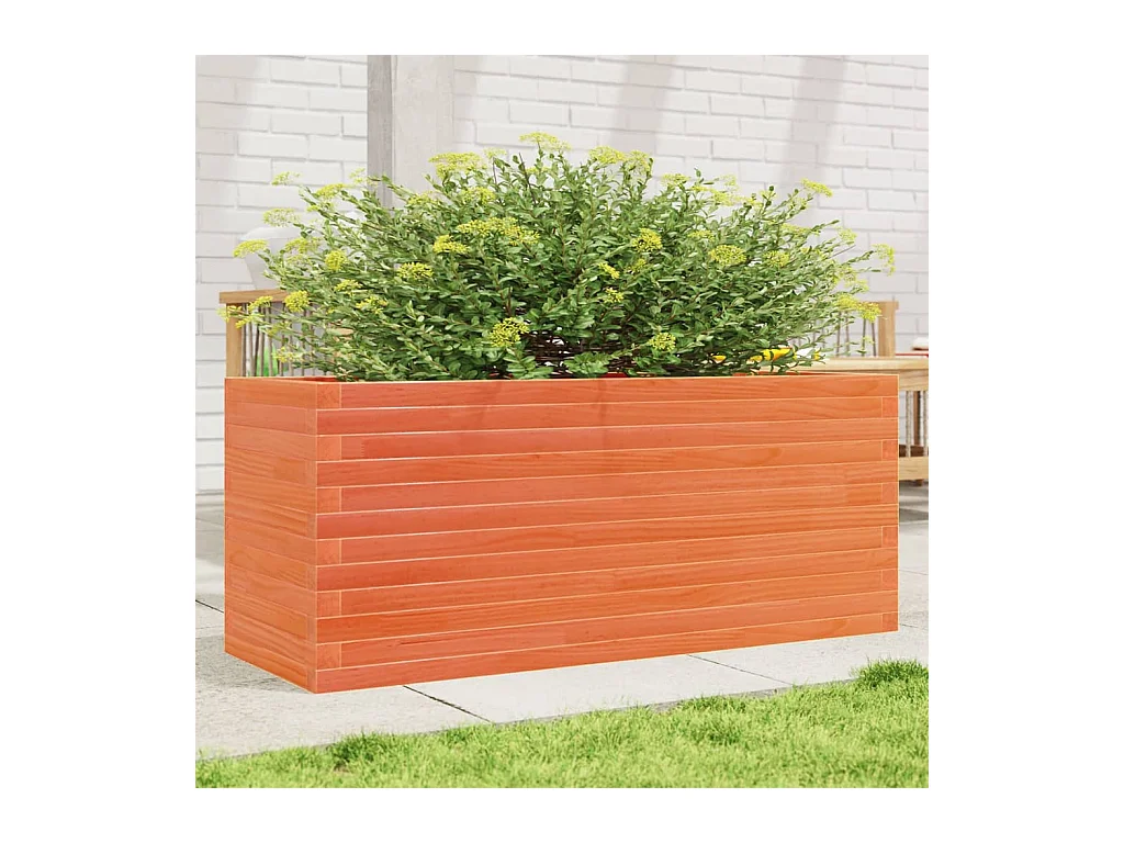 Jardinière cire marron 110x40x46 cm bois de pin massif