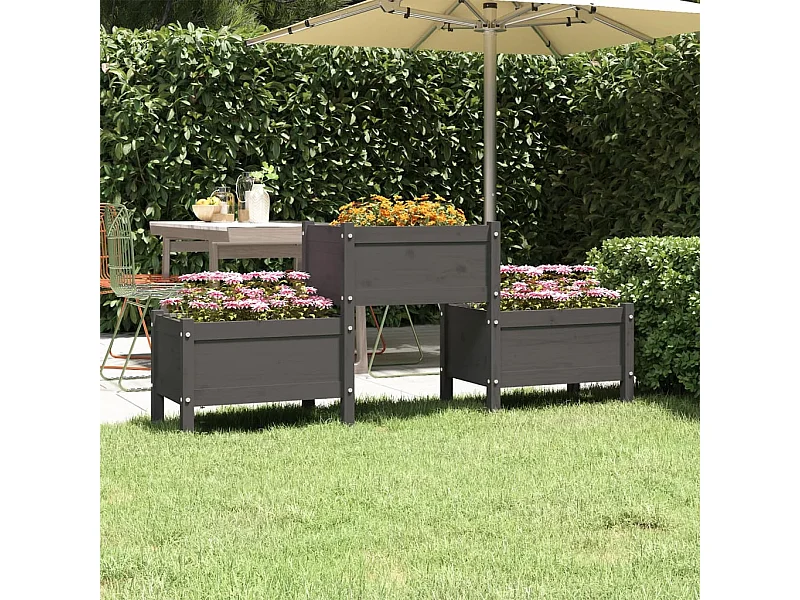 Jardinière Gris 178,5x44x75 cm Bois massif de pin