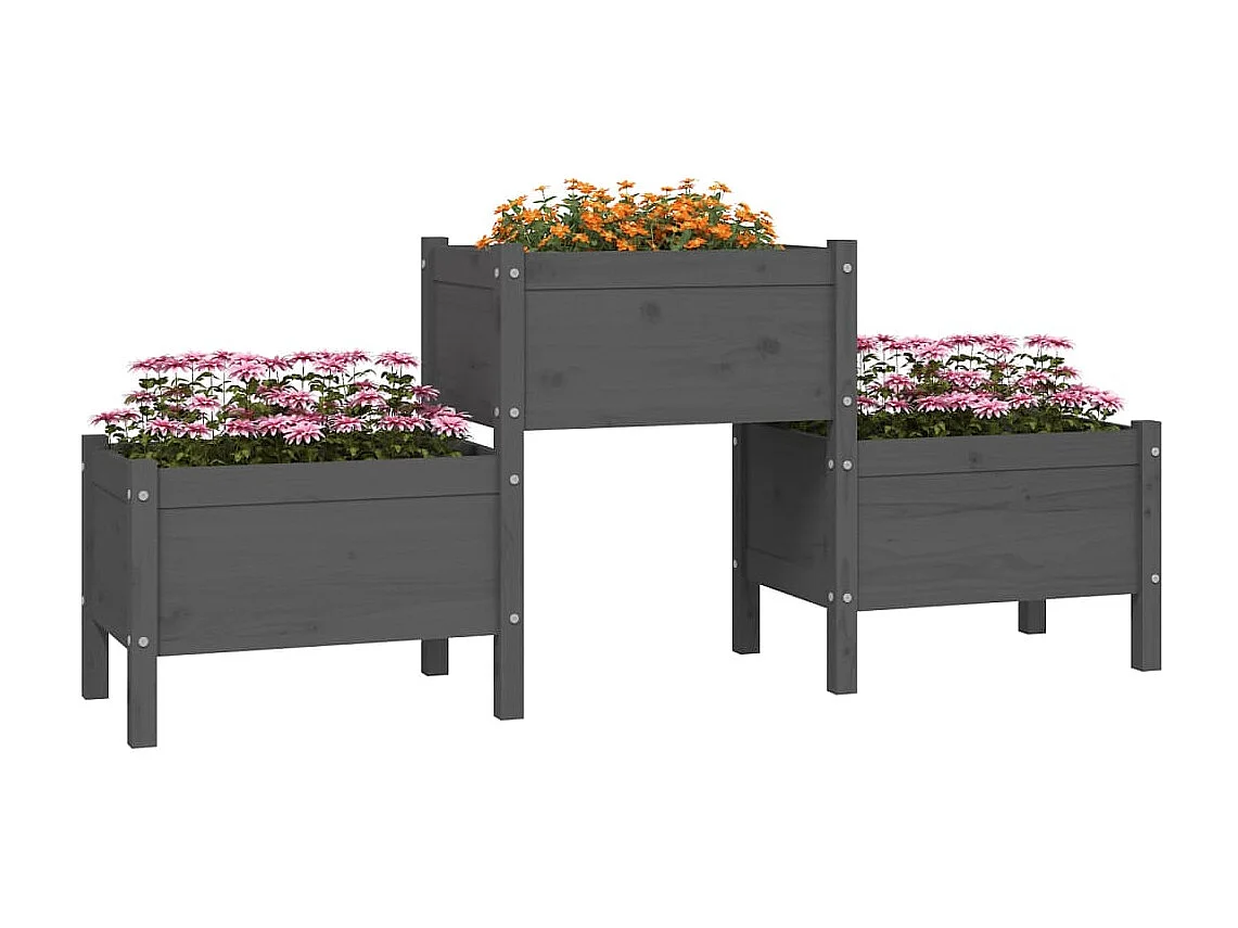 Jardinière Gris 178,5x44x75 cm Bois massif de pin