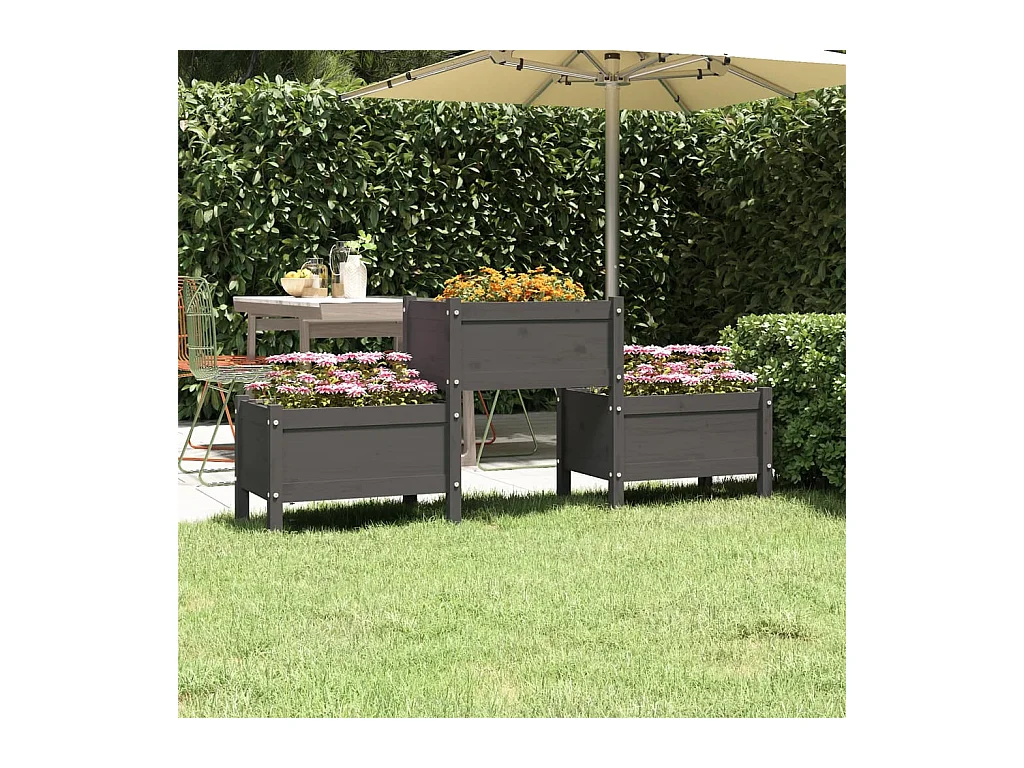 Jardinière Gris 178,5x44x75 cm Bois massif de pin