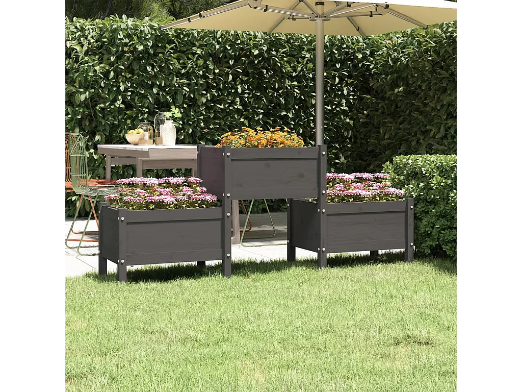 Jardinière Gris 178,5x44x75 cm Bois massif de pin