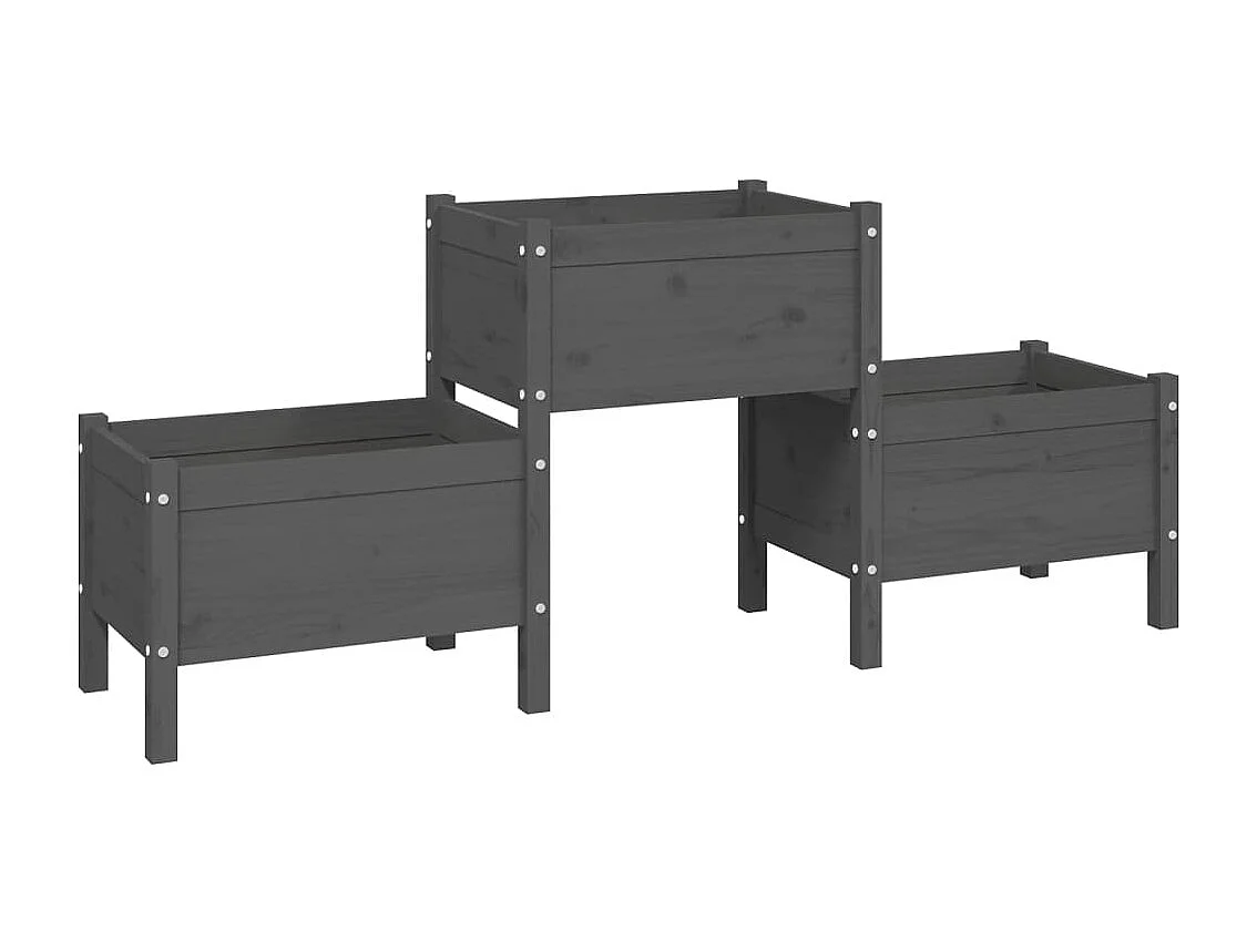 Jardinière Gris 178,5x44x75 cm Bois massif de pin